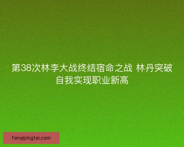 第38次林李大战终结宿命之战 林丹突破自我实现职业新高